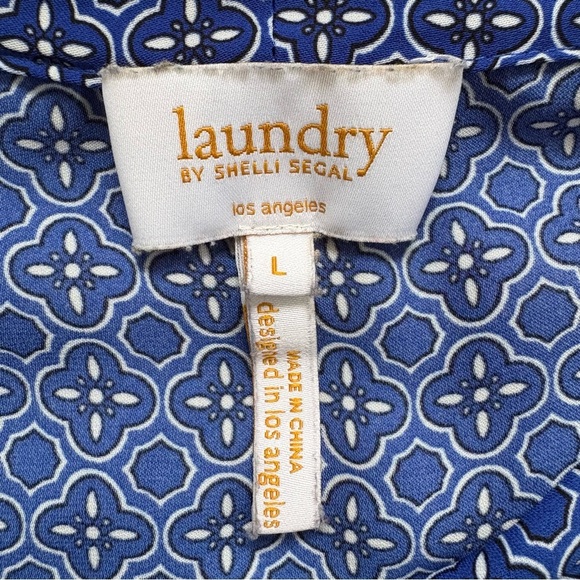 4/25$ LAUNDRY By Shelli Segal Blouse Patterned Workwear Size Large - Picture 3 of 7